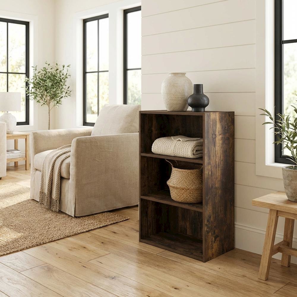 Wooden bookcase with simple design and sturdy structure