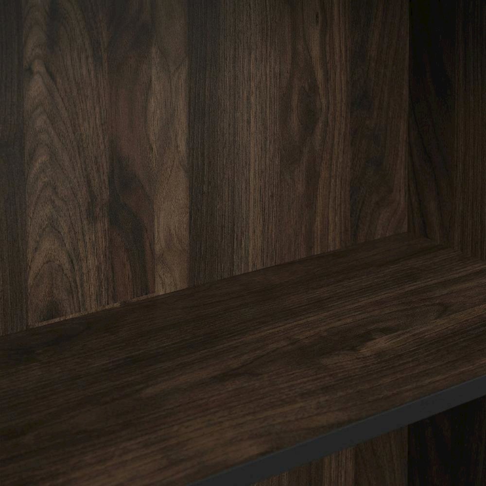 Wood 3-Tier Bookcase with Storage Shelves in Walnut and Black Finish