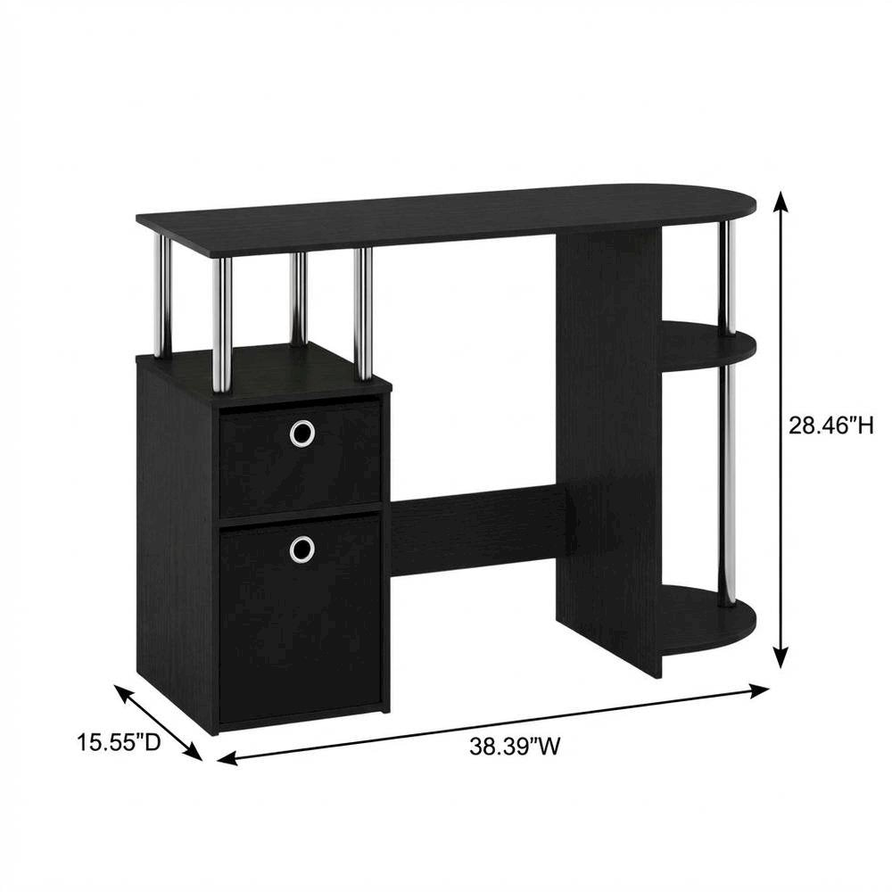 Americano Finish Computer Study Desk with Bin Drawers, Steel Tubes for Office