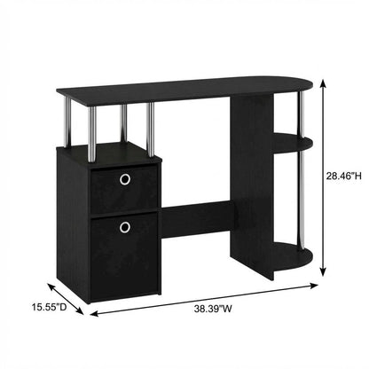 Americano Finish Computer Study Desk with Bin Drawers, Steel Tubes for Office