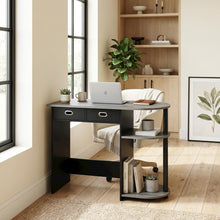 Black and Grey Laptop Desk with Steel Frame and Spacious Surface