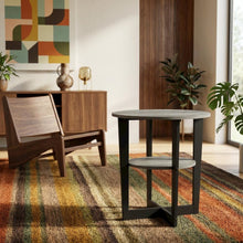 Modern French Oak Grey and Black Oval End Table Set (2)