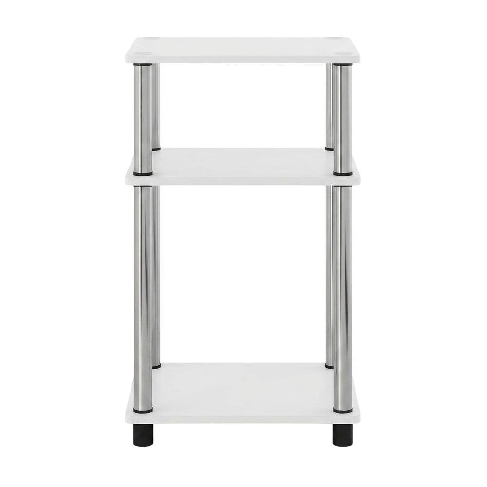 White Oak and Chrome 3-Tier End Table 2-Pack with Modern Design