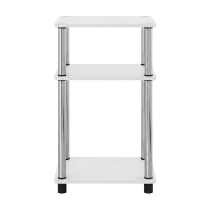 White Oak and Chrome 3-Tier End Table 2-Pack with Modern Design