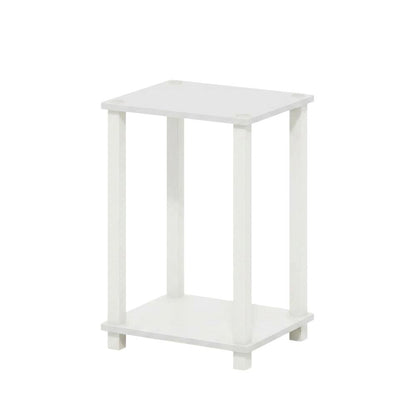 Small White End Table with Contemporary Design and Solid Construction