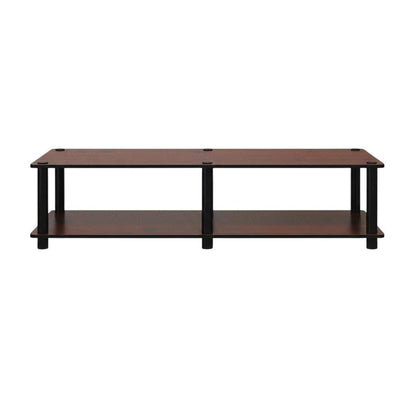 Dark Cherry TV Stand with Black Tube Frame and Composite Wood Construction