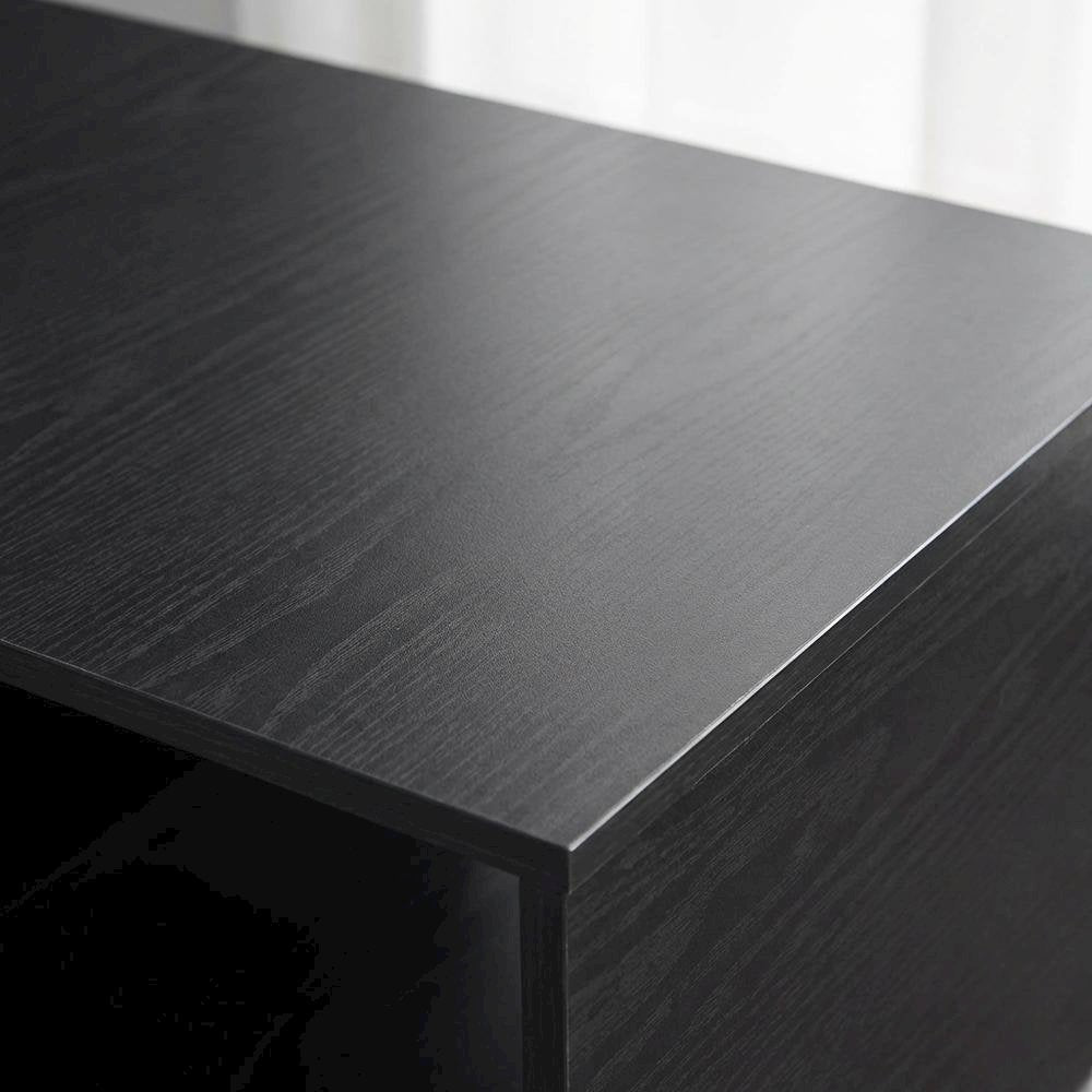 Low Profile TV Stand in Black Wood Finish with Composite Construction