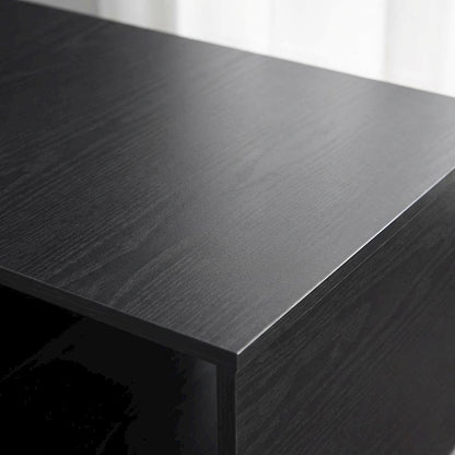 Low Profile TV Stand in Black Wood Finish with Composite Construction