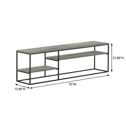 French Oak Grey Wood TV Stand for Up to 78-Inch Screens with Storage Space