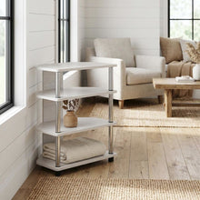 Wooden TV stand, modern white oak, chrome accents, living room furniture