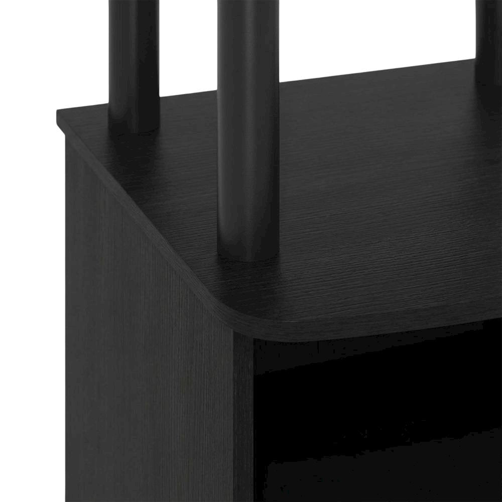 Wooden TV Stand with 3-Tier Height and Storage Cabinet, Blackwood/Black