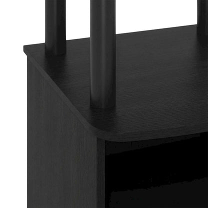 Wooden TV Stand with 3-Tier Height and Storage Cabinet, Blackwood/Black
