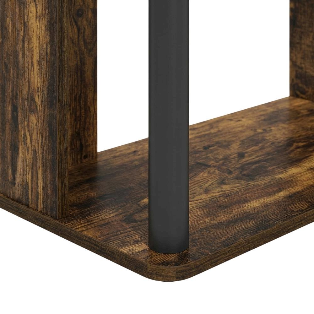 Wooden TV stand with black and amber pine finish for TVs up to 65 inches