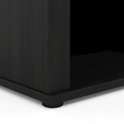 Wood TV stand, fireplace, Americano finish, modern design, multi-functional