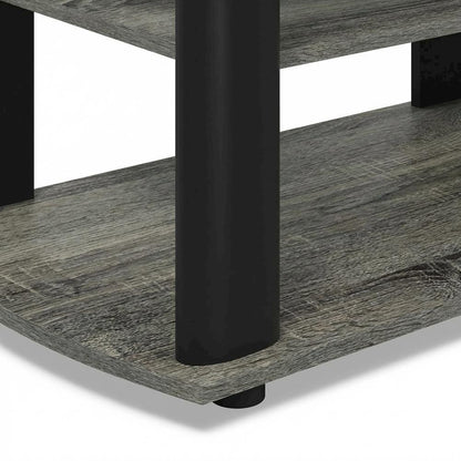 Black and French Oak TV Stand with Composite Wood Construction for Living Room