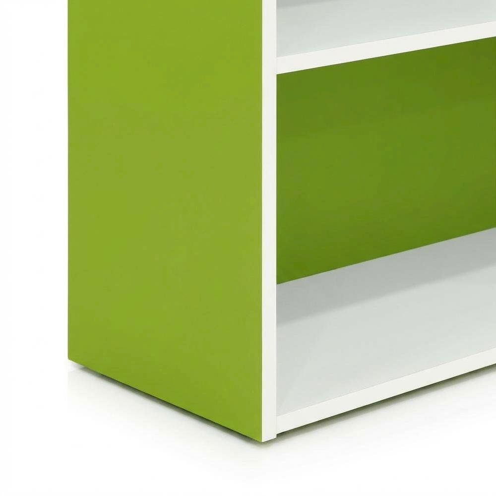 Reversible Color Open Shelf Bookcase, White and Green, Multi-Functional Storage