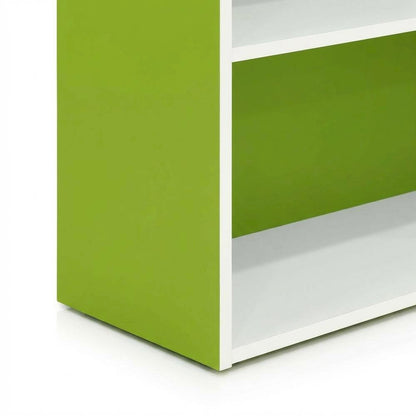 Reversible Color Open Shelf Bookcase, White and Green, Multi-Functional Storage
