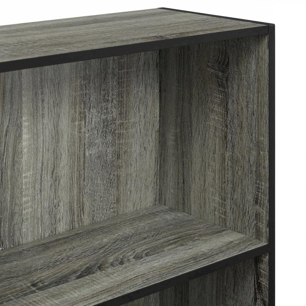 Grey 3-Tier Bookcase with Wood Shelves for Organized Storage