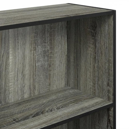 Grey 3-Tier Bookcase with Wood Shelves for Organized Storage