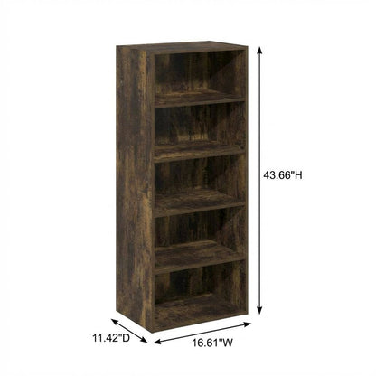 Amber Pine 5-Tier Open Shelf Bookcase with Versatile Storage Solution