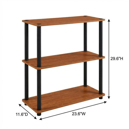 Wood Bookcase with Open Shelving and Sturdy Construction for Living Room Storage