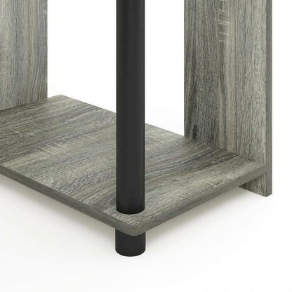 French Oak Grey/Black Computer Writing Desk with Modern Design, Sturdy