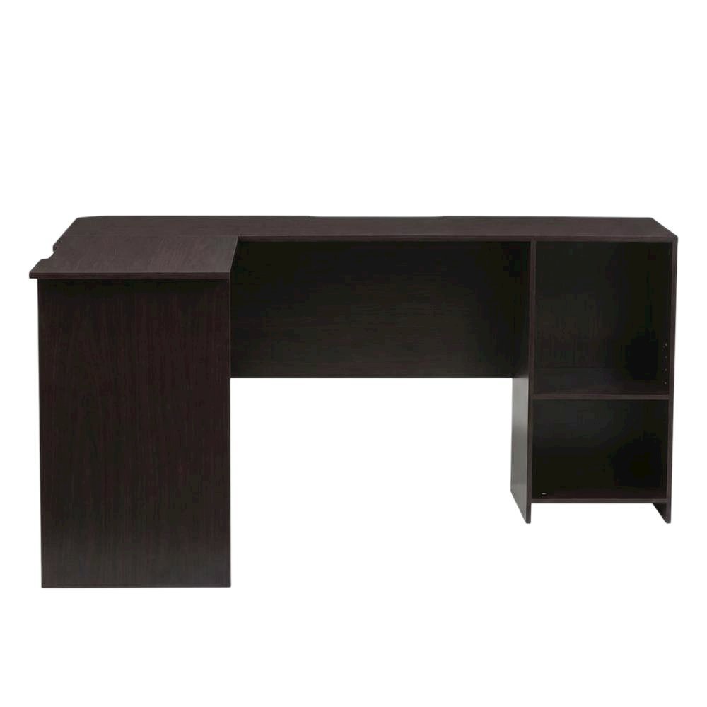 L-Shaped Desk, Bookshelves in Espresso Finish, Space-Saving Computer Workstation
