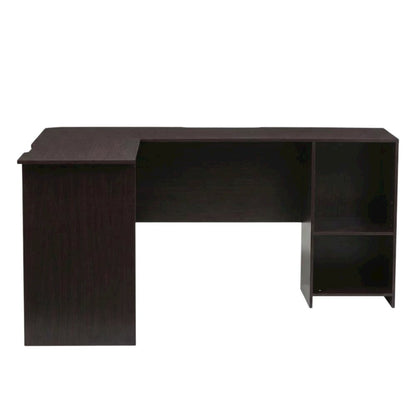 L-Shaped Desk, Bookshelves in Espresso Finish, Space-Saving Computer Workstation