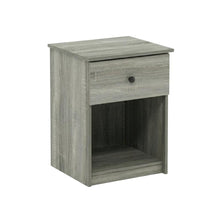 Nightstand with Grey Finish and Wood Construction for Bedroom Storage