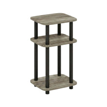 French Oak and Black 3-Tier Curved End Table for Living Room