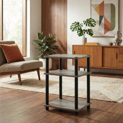 Grey Oak 3-Tier Side & Bedside Table with Modern Design