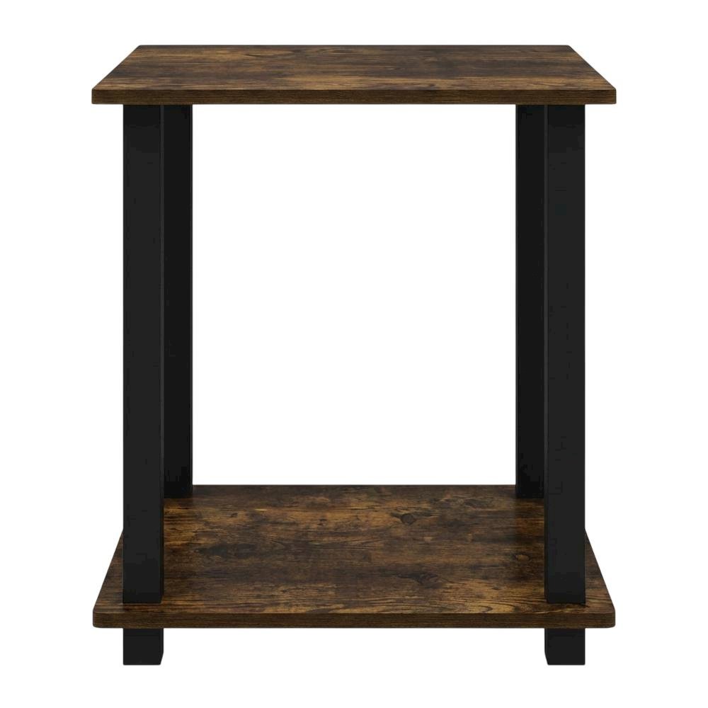 Amber Pine and Black Finish End Table Set with Modern Design