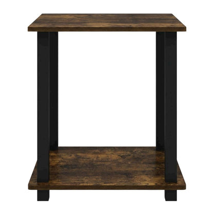Amber Pine and Black Finish End Table Set with Modern Design