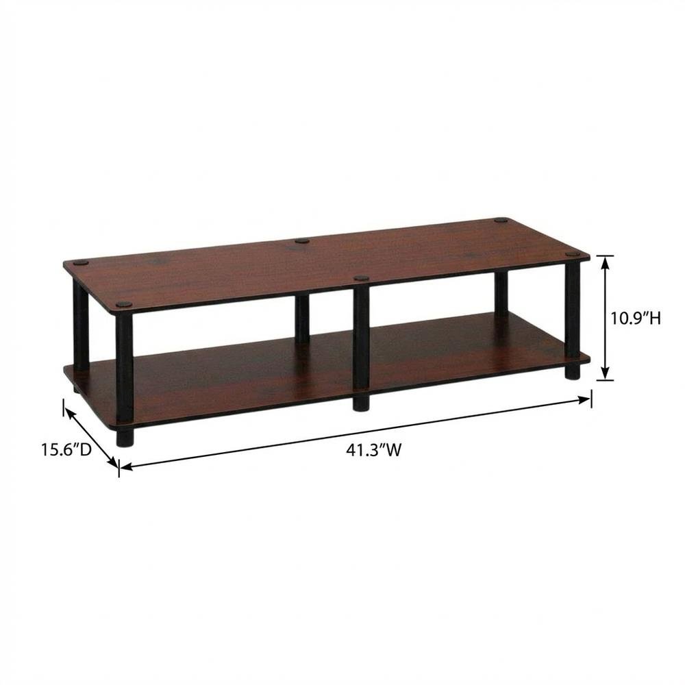 Dark Cherry TV Stand with Black Tube Frame and Composite Wood Construction