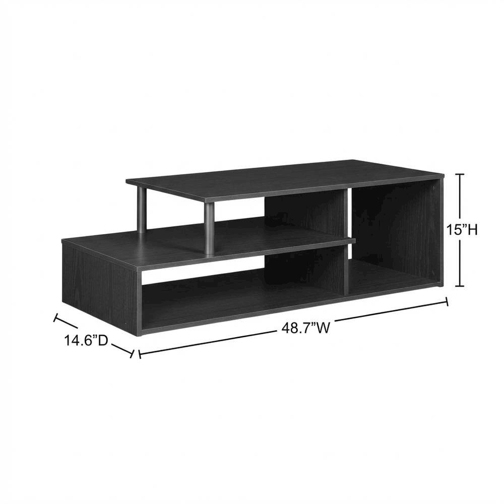Low Profile TV Stand in Black Wood Finish with Composite Construction