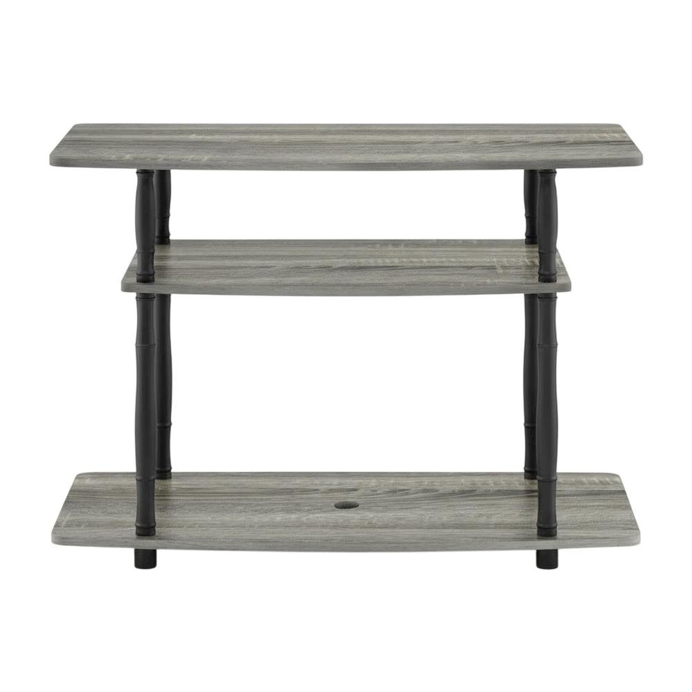 Wooden TV Stand, Classic Tube Design in Grey, Black, Modern Storage Solution
