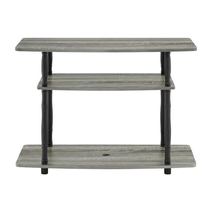 Wooden TV Stand, Classic Tube Design in Grey, Black, Modern Storage Solution