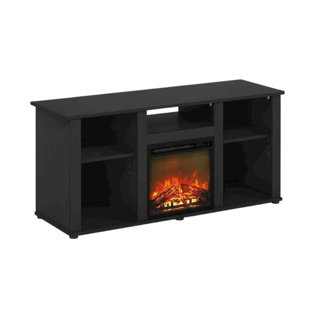 Brown Fireplace TV Stand with Open Storage for TVs up to 55 inches