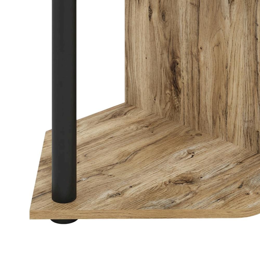 Black open storage corner fireplace TV stand, spacious shelves, 55-inch screens