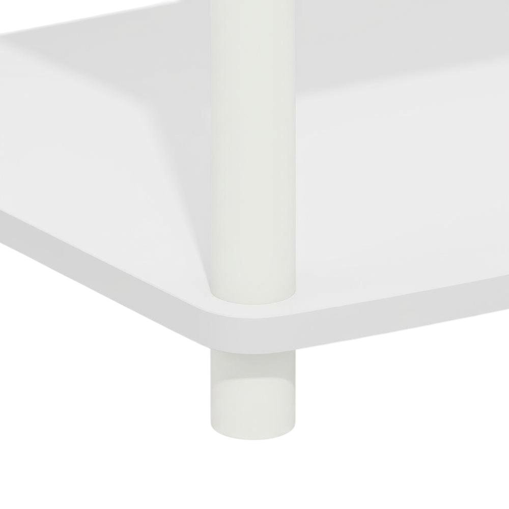 White 2-Tier Elevated TV Stand with Rubberwood Solids and Walnut Veneers