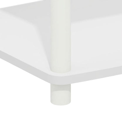White 2-Tier Elevated TV Stand with Rubberwood Solids and Walnut Veneers