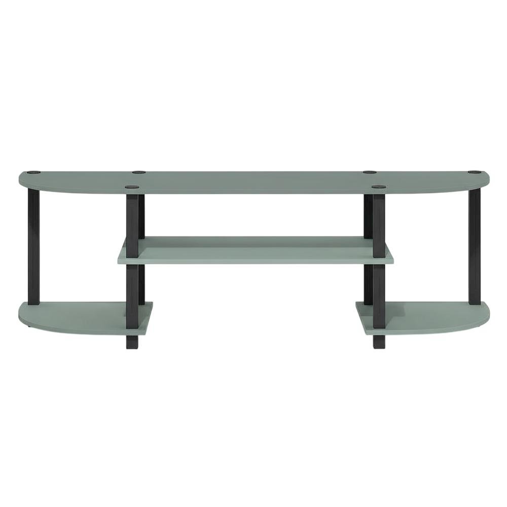 Sage Green TV Stand, 55-Inch Flat Screen, Open Shelves, Rounded Corners
