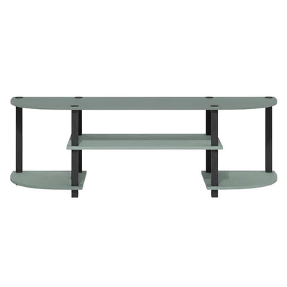 Sage Green TV Stand, 55-Inch Flat Screen, Open Shelves, Rounded Corners