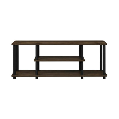 Walnut/Black TV Stand with 3-Tier Open Shelves and Modern Design