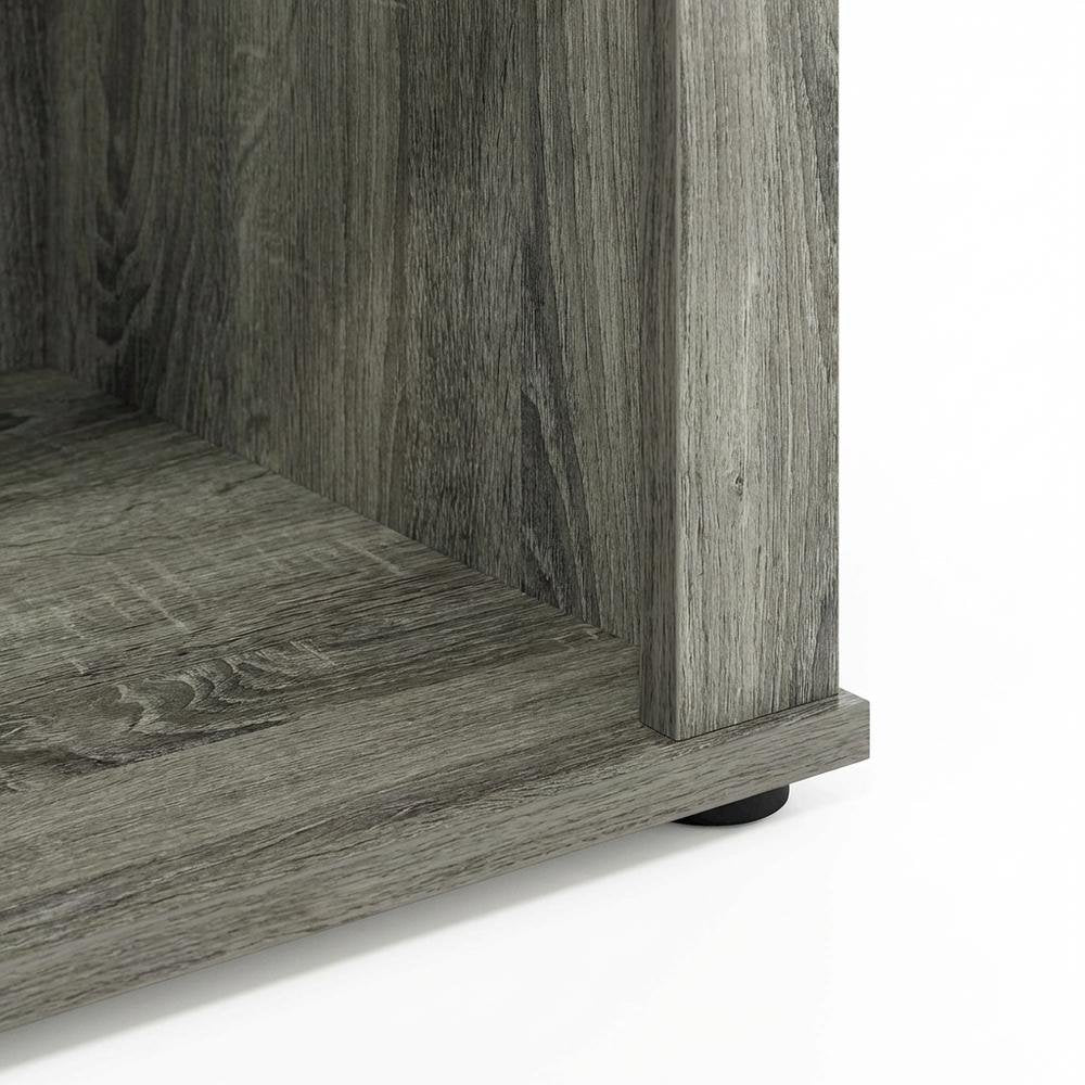 Wood TV Stand with Fireplace and French Oak Grey Finish, Modern Design
