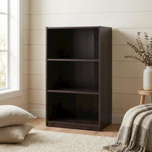 Espresso 3-Shelf Bookcase with Sturdy Wood Frame for Living Room Storage