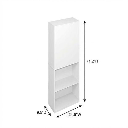 White 5-Tier Adjustable Shelf Bookcase with Wooden Construction