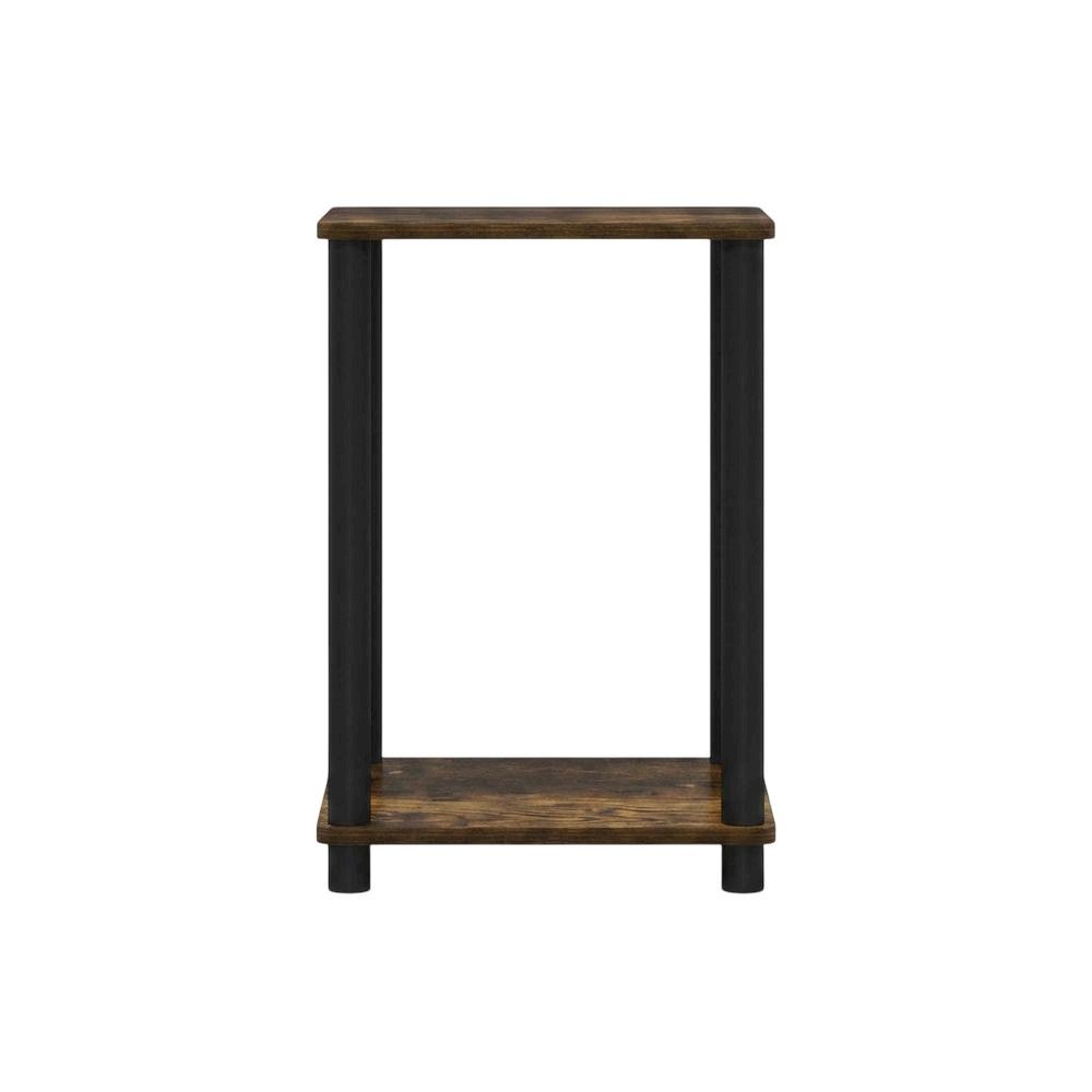 Amber Pine and Black Finish End Table with Modern Design