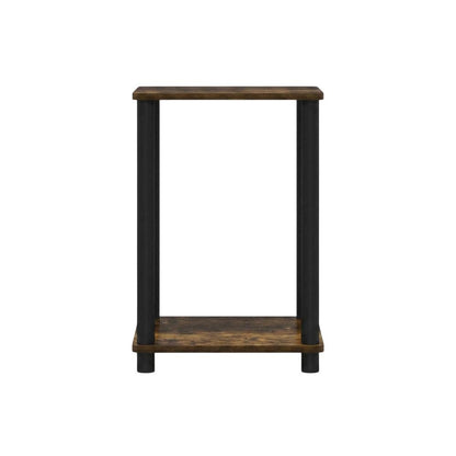 Amber Pine and Black Finish End Table with Modern Design