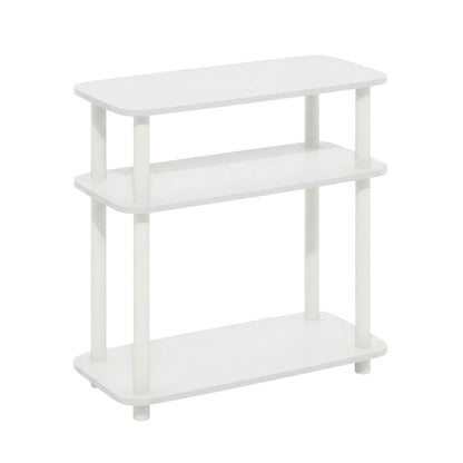 White 3-Tier Curve End Table with Modern Design and Stable Construction